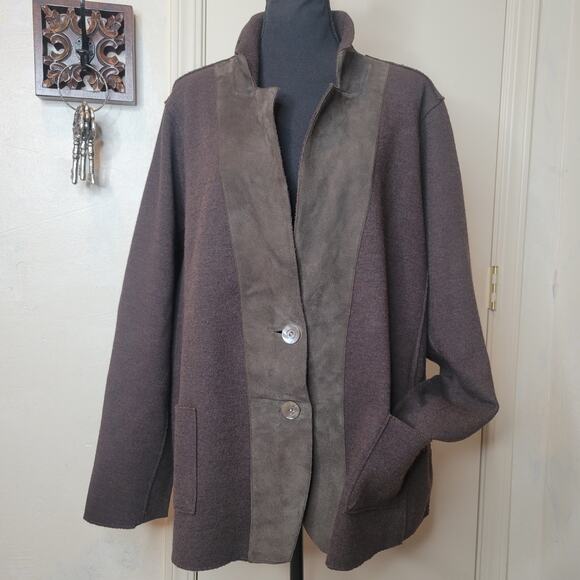 EILEEN FISHER Women Lamb Suede Merino Wool Felted Knit Blazer Jacket Shacket✨️2X - Picture 16 of 16